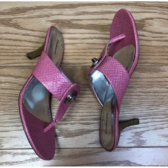 PINEAPPLE Sparkle Pink Snake Skin Sandal with Silver Sole – Size 6.5 - Picture 3 of 7
